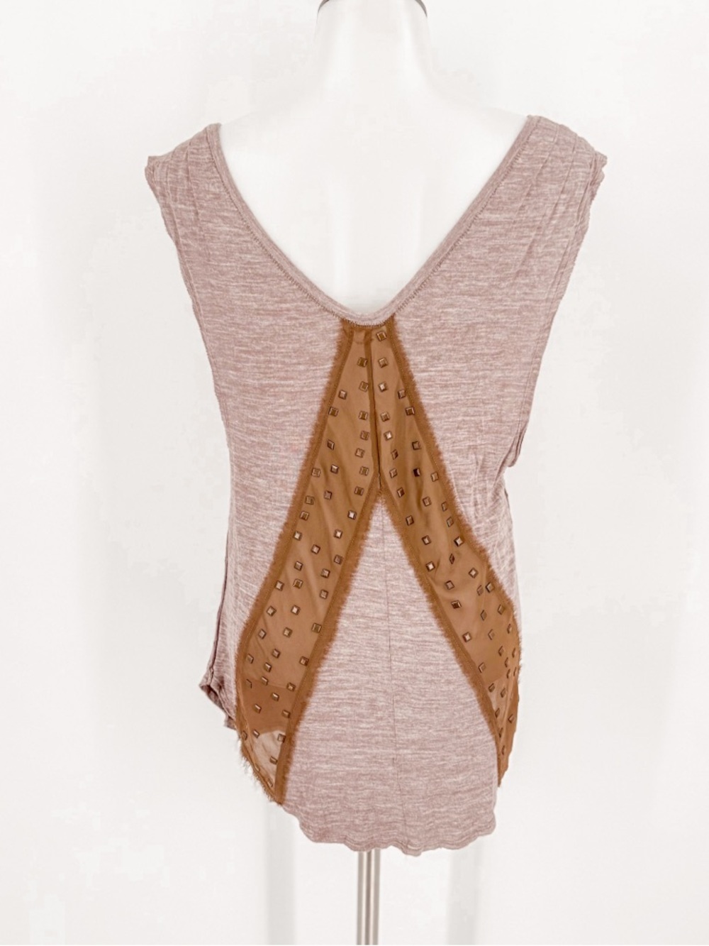 We The Free Brown Knit Tank with Studded Leather Accents - Picture 5 of 7